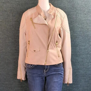 Laundry By Design Faux Leather Motorcycle Jacket, Gold Accents